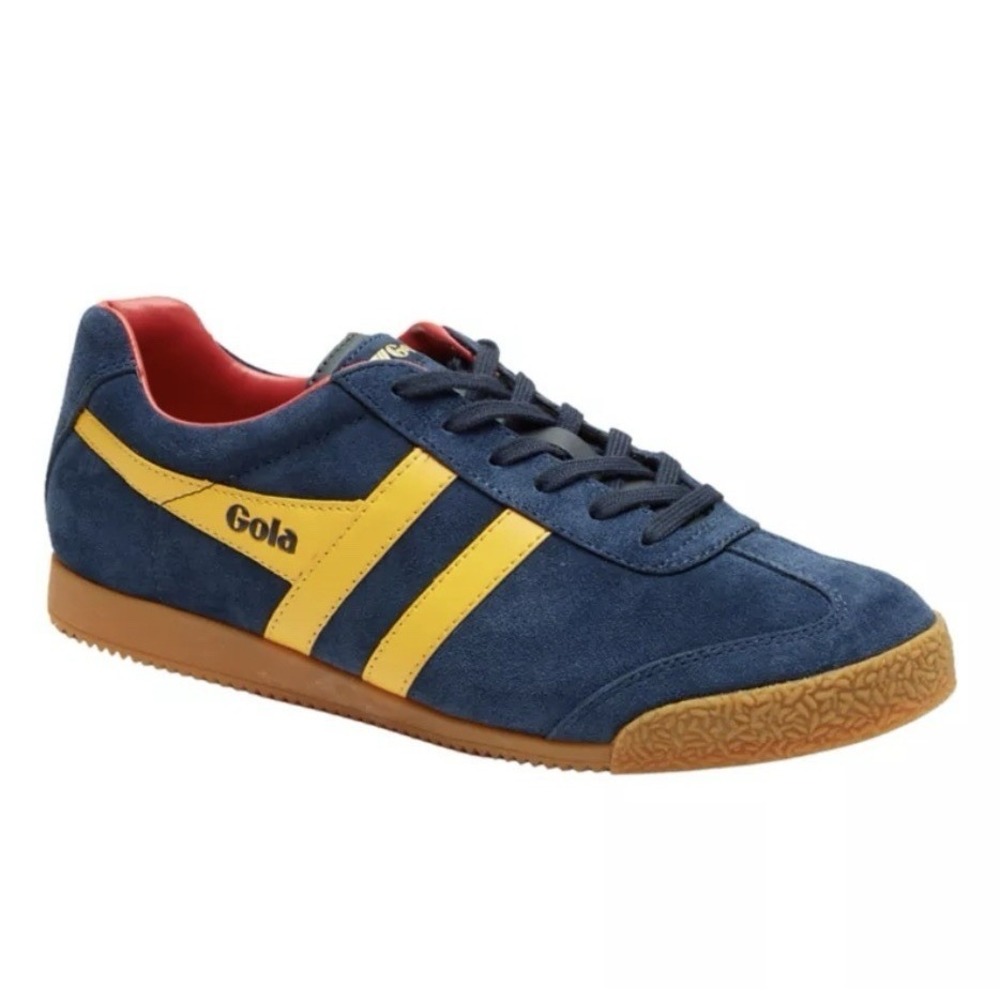 Gola Navy Suede Red Leather Wingflash Harrier Lace Up Retro Sneakers, size 32  2